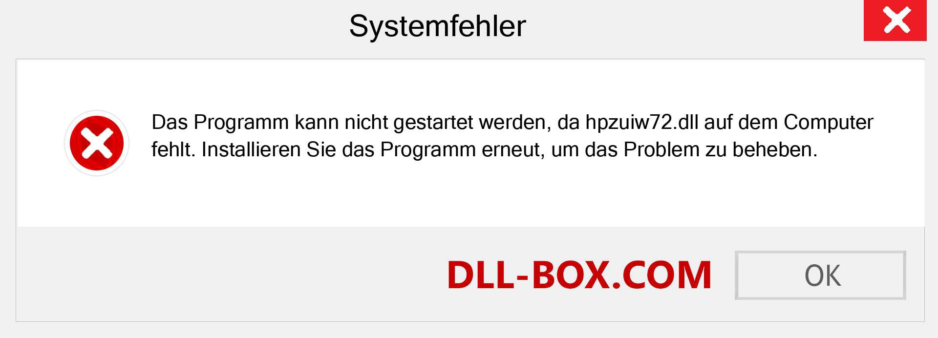 hpzuiw72.dll-Datei fehlt?. Download für Windows 7, 8, 10 - Fix hpzuiw72 dll Missing Error unter Windows, Fotos, Bildern