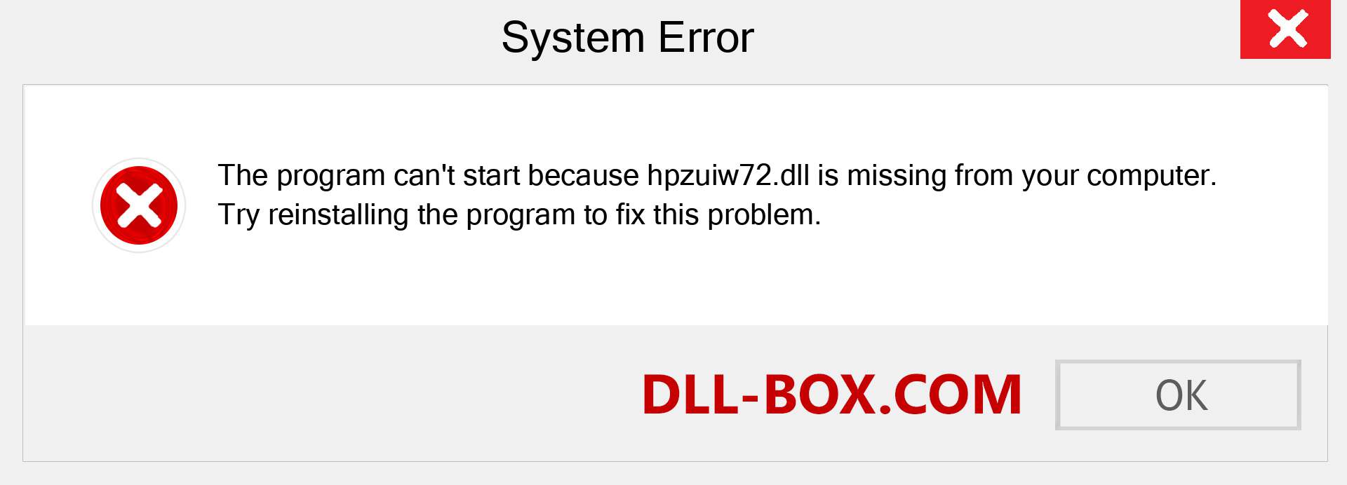  hpzuiw72.dll file is missing?. Download for Windows 7, 8, 10 - Fix  hpzuiw72 dll Missing Error on Windows, photos, images